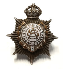 Rare WW1 Army Service Corps Officers Mounted & Enamel Collar Badge