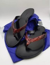Handmade Italian LEATHER SANDALS 'CHIARONE' snakeskin brown & black UK4 EU37