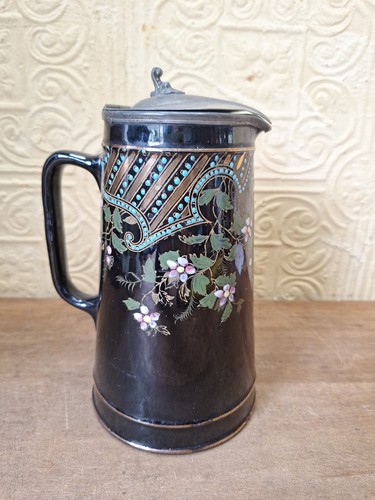 Antique black ceramic jug - jug, hand