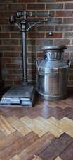 Vintage Scales and Milk Churn, Steel with Weights in Stones