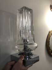 Pair Of Mcm Handblown Glass & Chrome Sconces Wall Lights Brutalist Cinema Ex Con