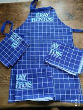 Fray Bentos Blue Check Cotton Apron & 3 Tea Towel Set