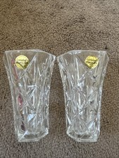 2 X Cristal D’Arque Vintage Cut Glass 24% Lead Crystal Vases - 5 Inches Tall