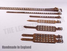  Mens Adjustable Leather Punk Design UK Made Gothic Wristband