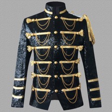 Men Shiny Sequins Hussar Suit