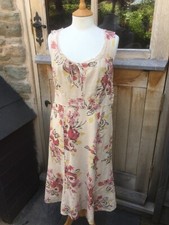 CUT LOOSE DRESS SIZE SMALL, 100% LINEN SLEEVELESS, WORN ONCE ONLY, FLORAL DESIGN