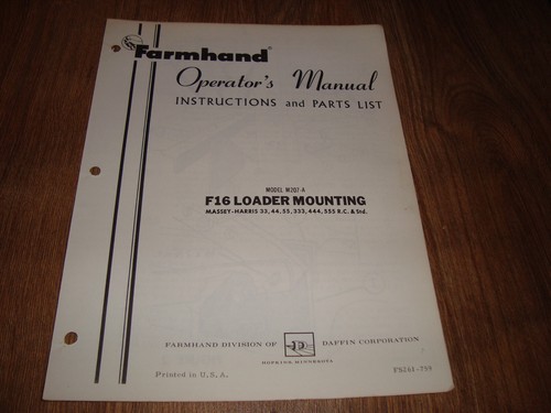 Farmhand model m207 - m207-a, f16