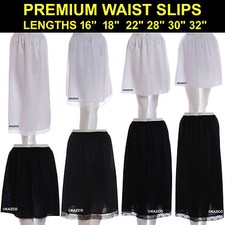 Waist Slip Half Slips Ladies Black Ivory White Underskirt Petticoat 16" - 36" 