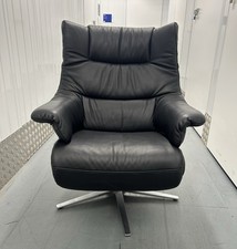 Himolla Harmony Black Leather Power Recline & Swivel Armchair