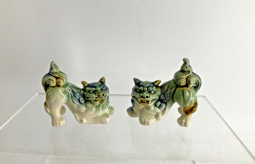 Pair vintage blue green - pair, blue-green