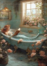 Mermaid Art Print Reading