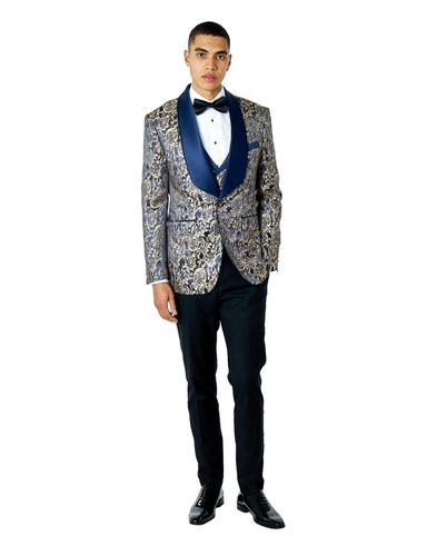 Mens piece wedding suit gold - 3,
