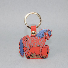 ARK Colour Design Leather Foil Embossed Horse Key Fob Key Ring Made in UK
