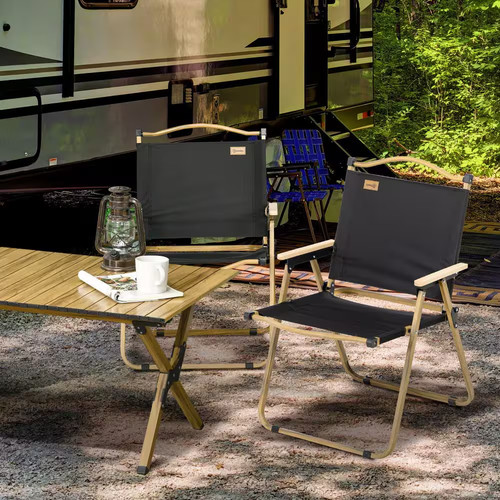 Black metal outdoor folding - black,