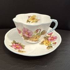Vintage SHELLEY Fine Bone China ‘Begonia’ Pattern Tea Cup and Saucer