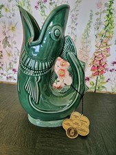 Dartmouth Pottery For Shreve Crump & Low Gurgle COD Fish Jug Green, Swingtag (3)