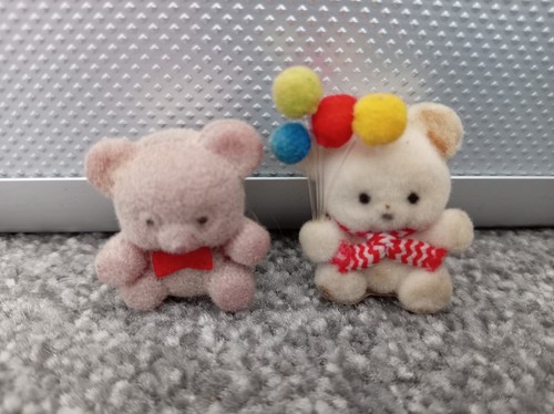 Flocked fuzzy miniature bears - flocked,