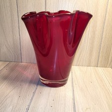 Vtg 70s Elegant Ruby Red Glass