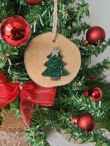 Wooden tree baubles - wooden,