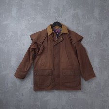 PG Field Wax Jacket Mens Medium Brown Cotton Drover Riding Snap Front Outdoor