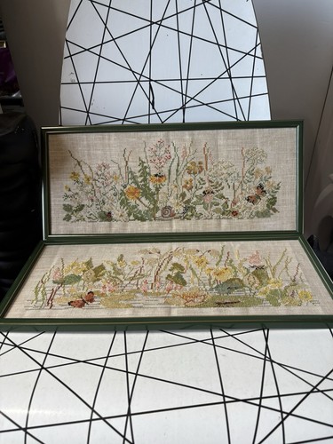 Pair needlework botanical - of,