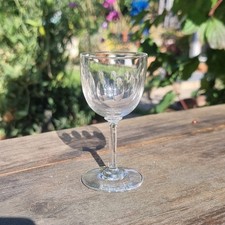 Antique Lens Cut Port Wine Glass c1860 Hand Blown Flint Glass Victorian