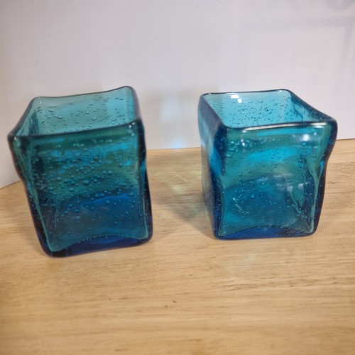 Blue seed bubble glass square - seed,