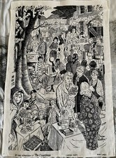 Rare Brian Walker Illustration On Irish Linen For The Countryman Magazine