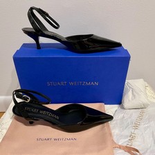 NIB Display Stuart Weitzman Barelythere 50 Pump Black Patent SIZE 8 B MSRP $475