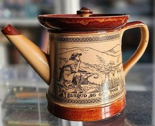 Antique Royal Doulton Lambeth “Floreat Bathon” Teapot Bladud at the Pool, 19th C