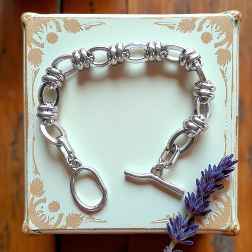 Silver toggle bracelet - toggle,