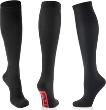 Compression Socks Unisex 2 Pairs Knee Flight Socks Stockings Black Blue Grey Red