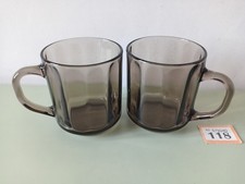 2x Retro Arcoroc Smoked Glass