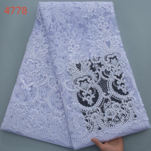 White sequin embroidered lace - ,
