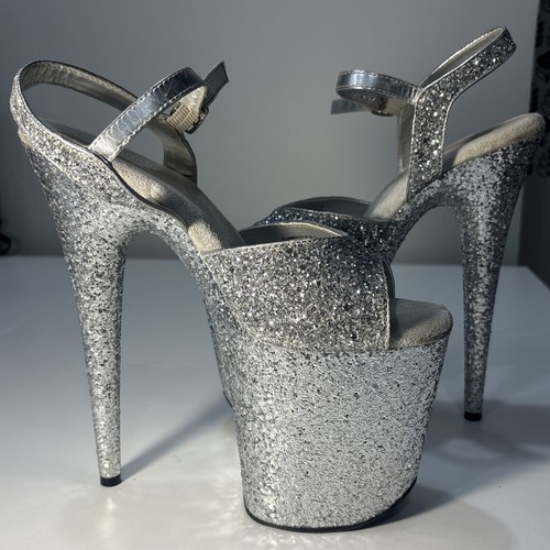 Silver glitter platform - silver,