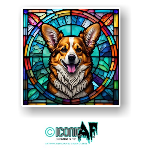 Cute corgi dog stained - corgi,