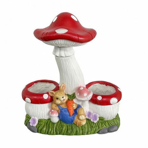 Toadstool planter with solar - toadstool,