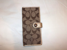 Coach gold leather + canvas