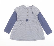 Next Girls Blue Striped Dress Shirt 4-5 Years
