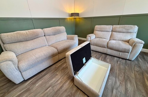 Pair reclining fabric sofas - of,