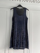 Blue Sequined Red Herring Shift Dress size 10/12 fully lined