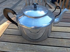 Vintage Large Aluminium Teapot 8 Pint With Pouring Handle