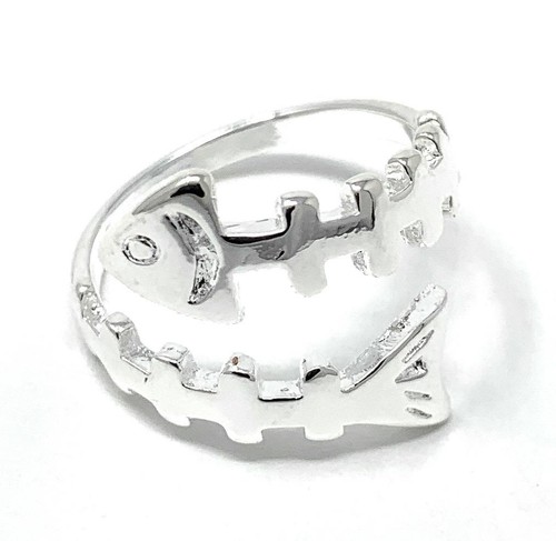 Silver plated fish bones - silver,
