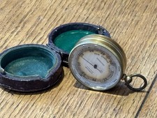 Antique Pocket Barometer Altimeter In Original Leather Case.
