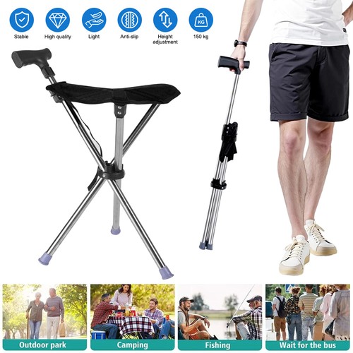 Folding walking stick seat - folding,
