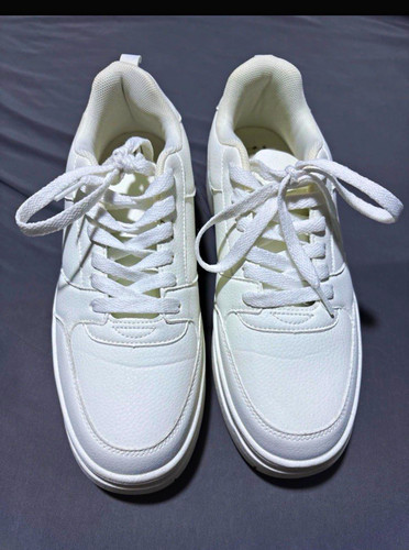 White low top lace trainers - white,