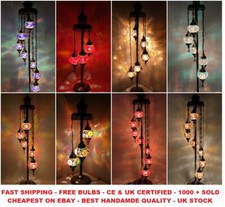 Turkish Moroccan Lamp 3/5/7 Glass Mosaic Tiffany Floor Lamp Free LED Bulbs