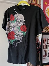 Vintage Air Wear NYC Al Dejon Rare T Shirt Size M Skull Rose Tattoo 