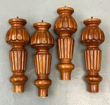 4 VINTAGE CARVED WOOD