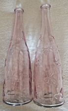 TWO VINTAGE IKEA PINK GLASS DAISY BUD VASE BOTTLES HEIGHT 11.5" EMMA DAFNAS XLNT